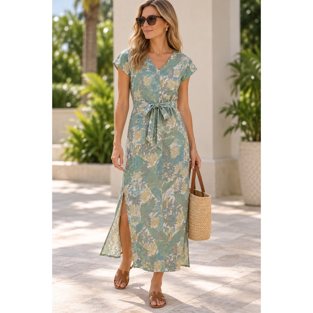 Reyn Spooner Limited Issue Tropical Floral Linen Cotton Maxi Dress XXL